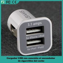 Cargador USB con conexi?n a base encendedor electrico automovil 12V/24V - Salida 3A