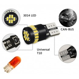 W5W CANBUS CANBUS T10 24 LED SMD 3014 AMBAR